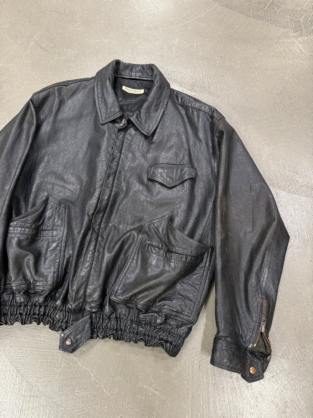 A/W1982 Giorgio Armani leather cargo bomber jacket