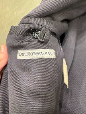 1990s Emporio Armani double breasted zipper military wool jacket