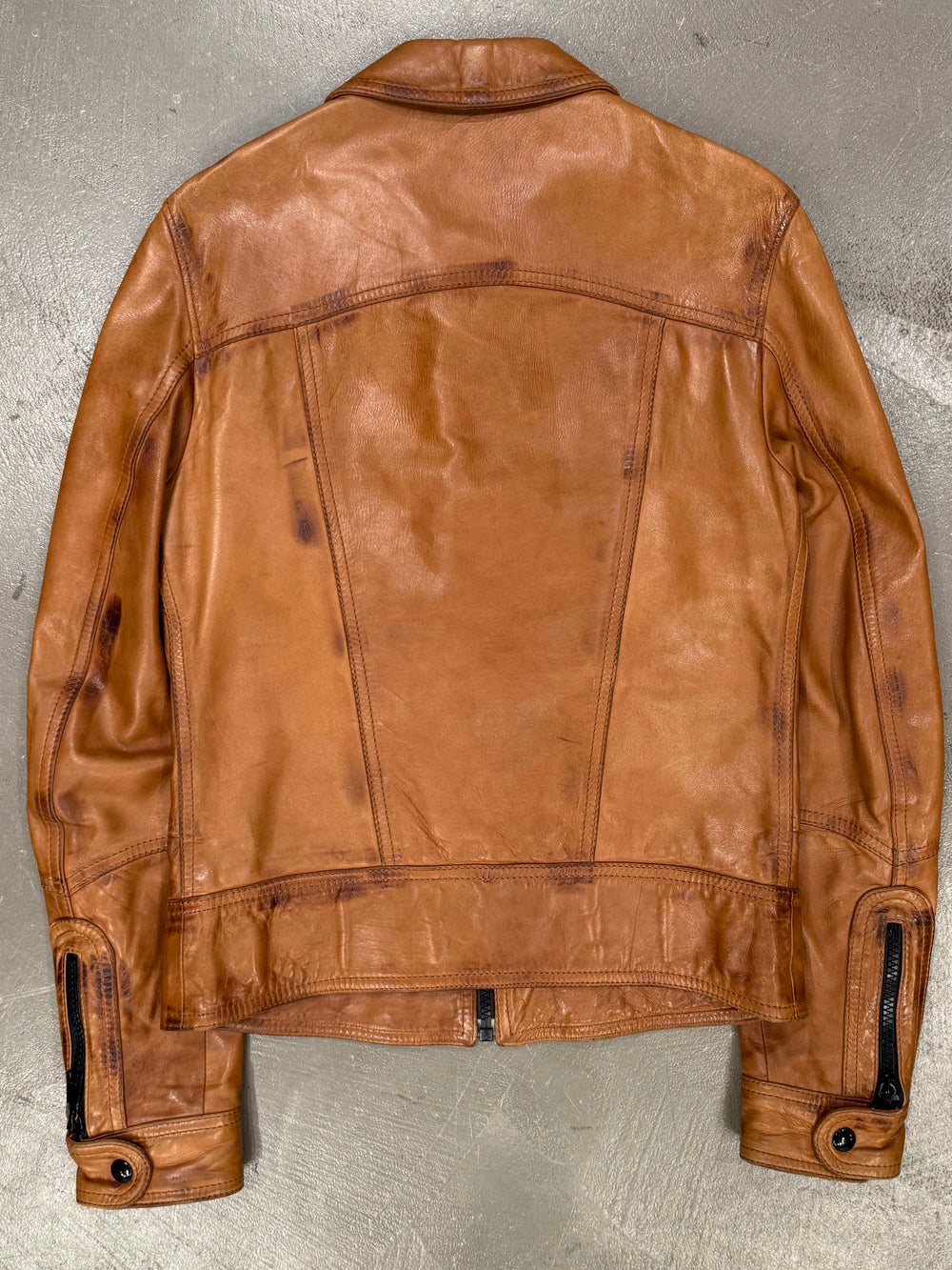 2000s Dolce & Gabbana stained rust leather jacket