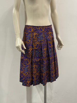 2000s Prada brocade pleated midi skirt