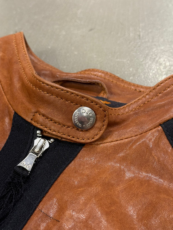2000s Dolce & Gabbana paneled moto jacket