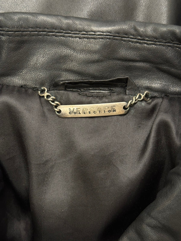 2000s Versace zip leather jacket