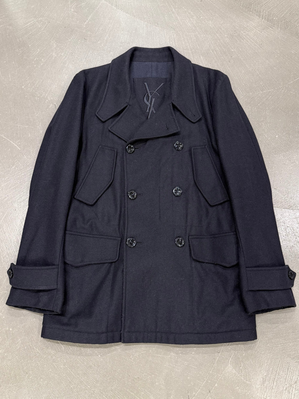 2011 Yves Saint Laurent double breasted peacoat