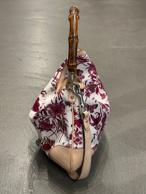 2010s Gucci bamboo handle floral hobo bag