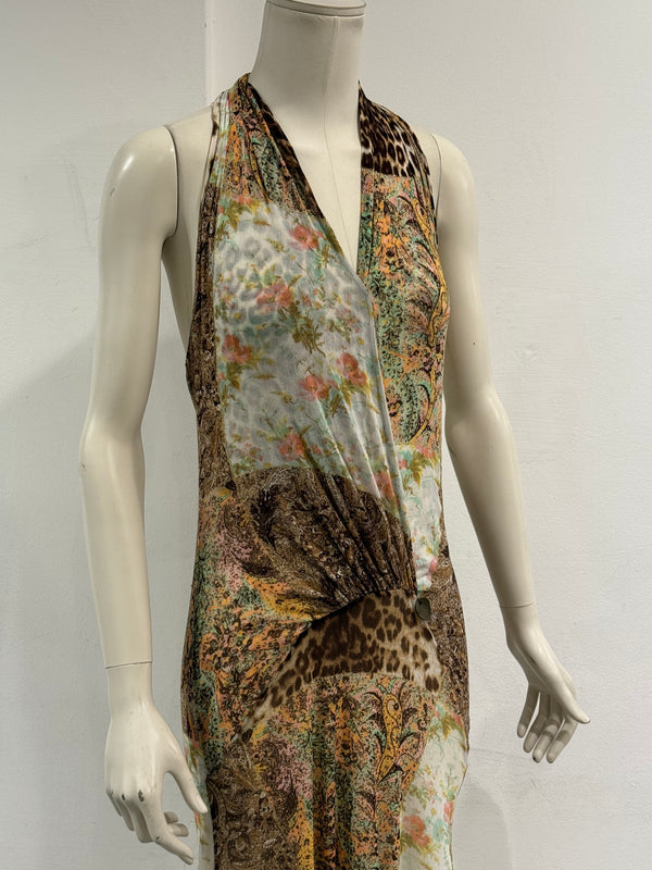 2000s Roberto Cavalli animal print patchwork dress