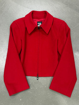 1980s Claude Montana red cropped jacket