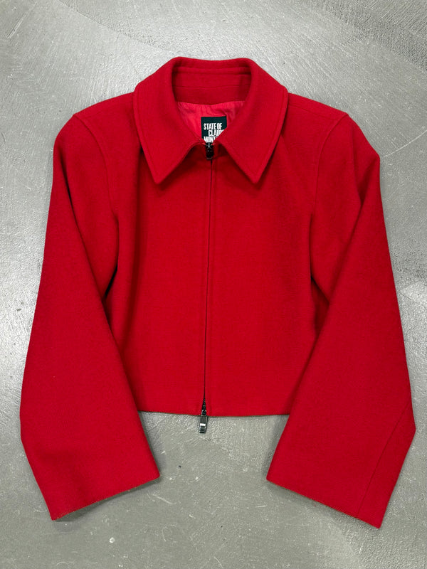 1980s Claude Montana red cropped jacket
