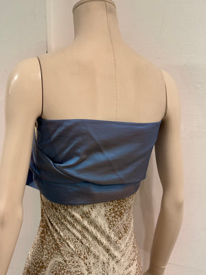 S/S2001 Jean Paul Gaultier strapless constellation silk evening dress