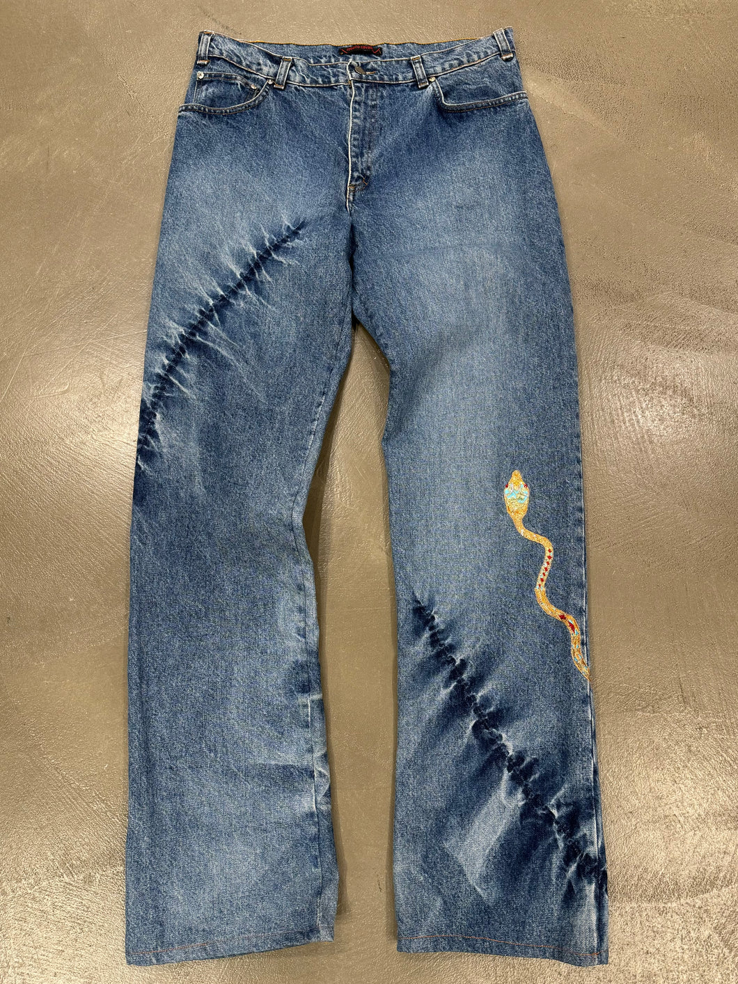 2000s Roberto Cavalli mainline embroidered snake jeans