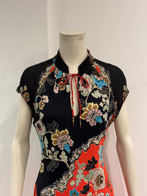 S/S 2003 Roberto Cavalli “chinoiseire” floral print dress