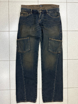 AW2003 D&G double waisted asymmetrical pockets jeans