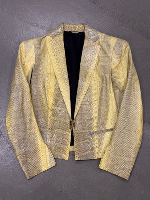 S/S2001 Roberto Cavalli iridescent rainbow snake cropped leather blazer
