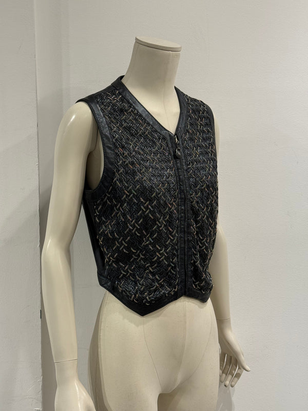 A/W1992 Gianni Versace chain-woven leather vest