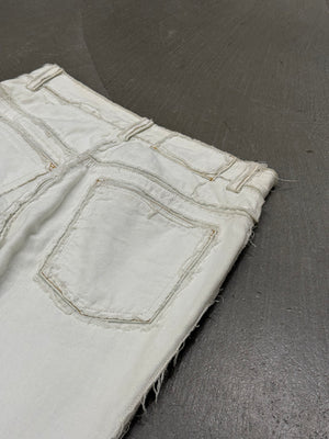 A/W2004 Maison Margiela white raw edge straight-leg pants