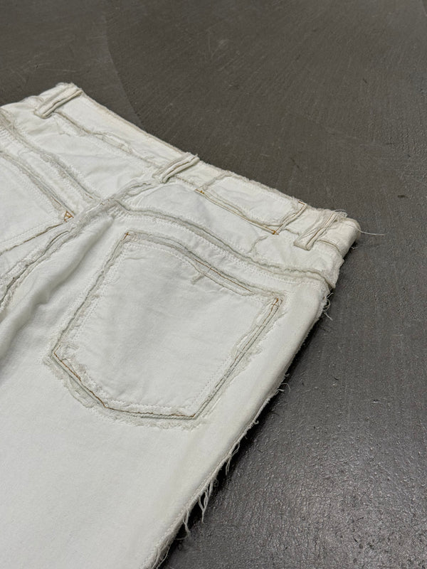 A/W2004 Maison Margiela white raw edge straight-leg pants