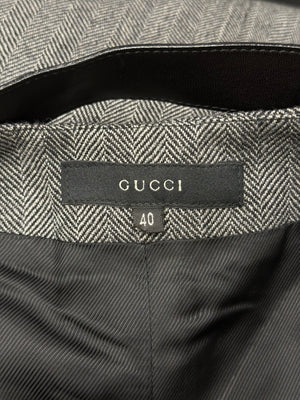 A/W2000 Gucci by Tom Ford runway set leather trip jacket & skirt