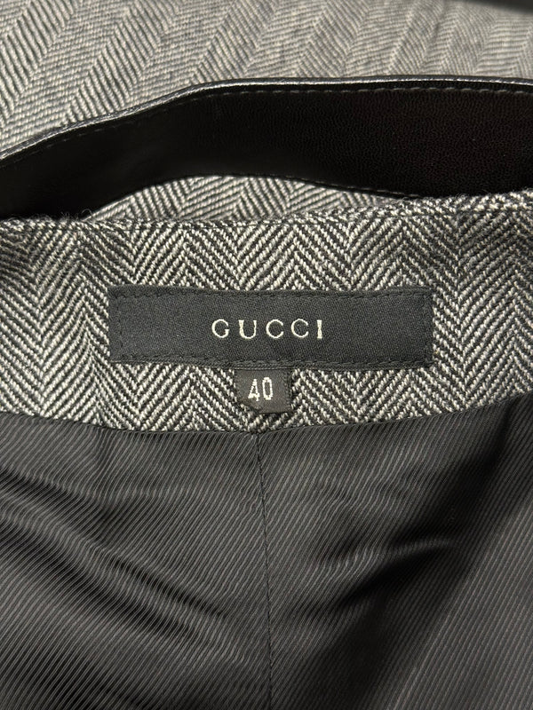 A/W2000 Gucci by Tom Ford runway set leather trip jacket & skirt