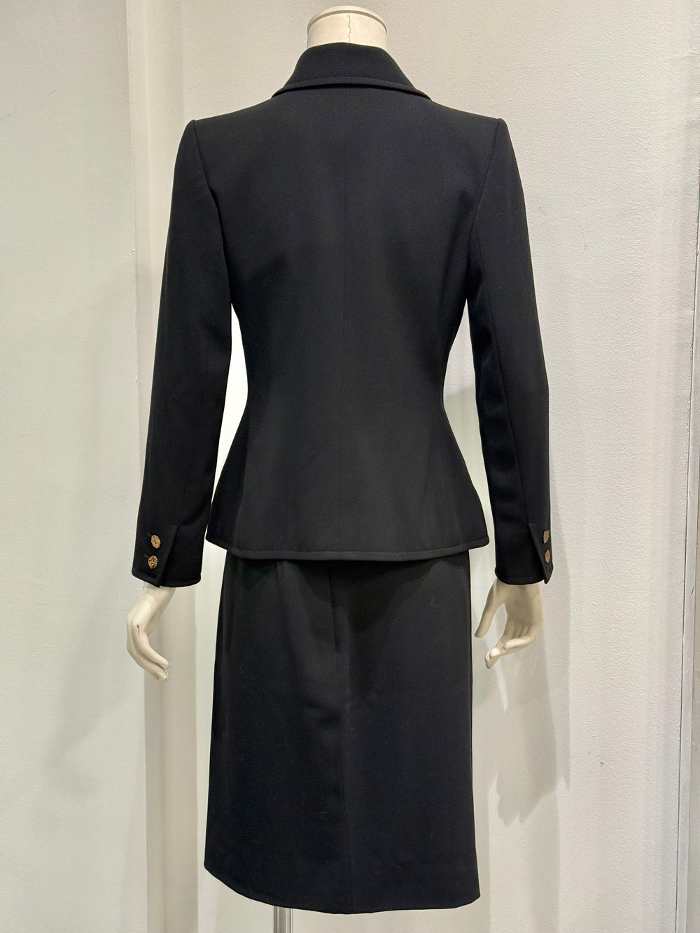 1990s Yves Saint Laurent  wool skirt suit with gold buttons