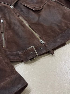 2000s Armani faded distressed biker leather jacket