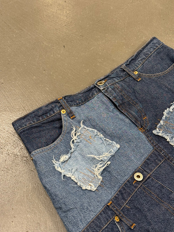 2000s Dolce & Gabbana patchwork asymmetrical denim skirt