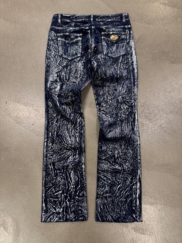 Roberto Cavalli waxed silver pants