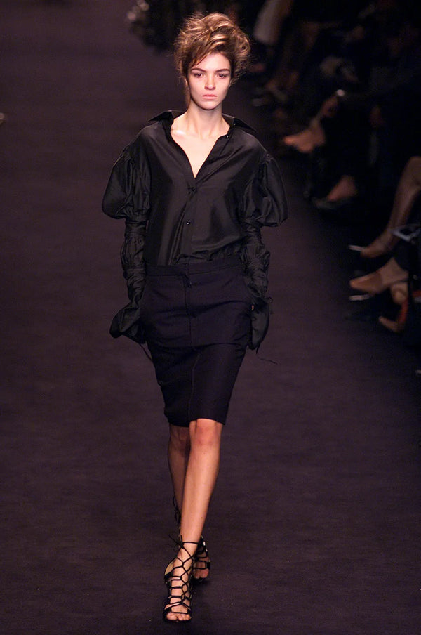 A/W 2002 Yves Saint Laurent by Tom Ford runway lace-up shirt