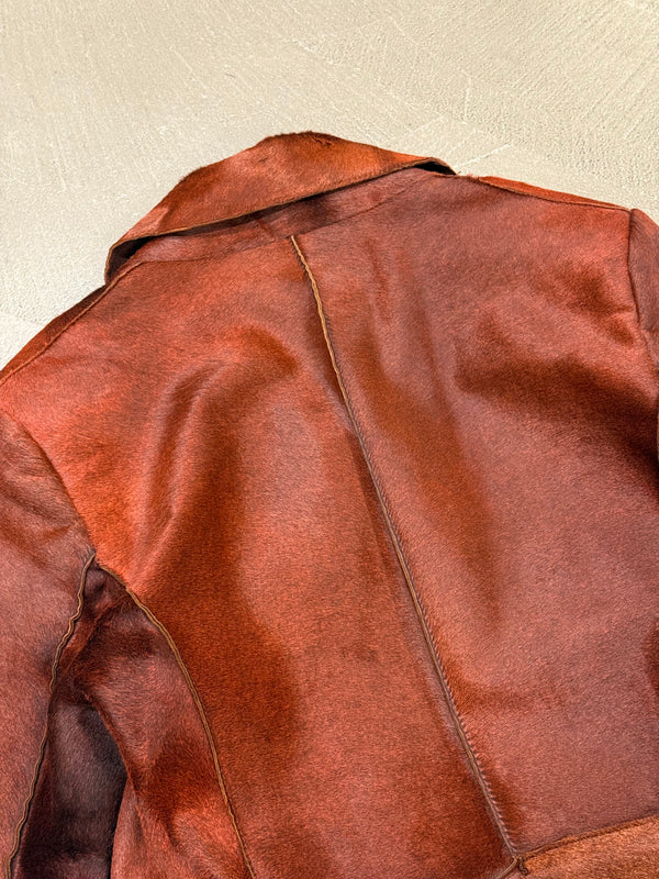 A/W2000 Roberto Cavalli pony hair leather belted coat