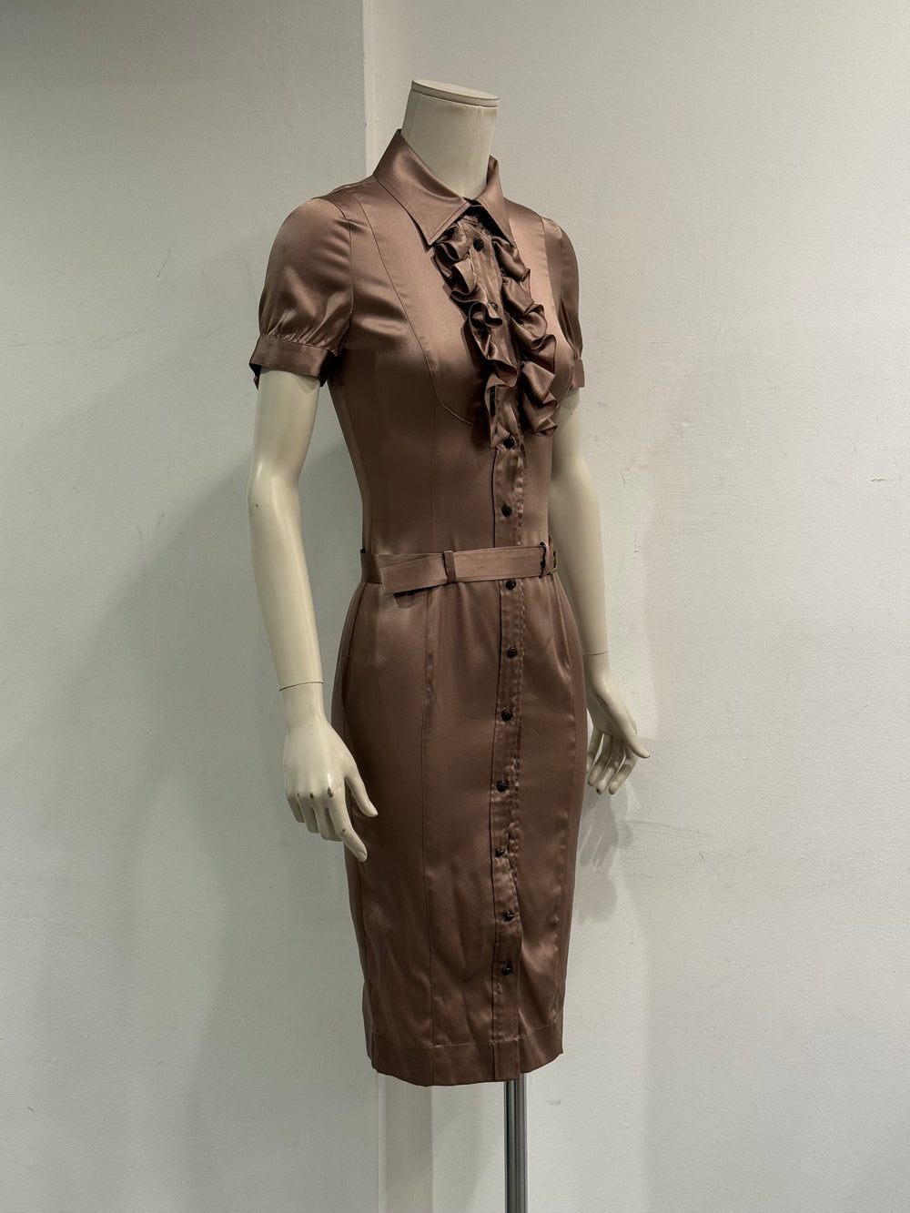 Cavalli ruffle trim belted midi dress