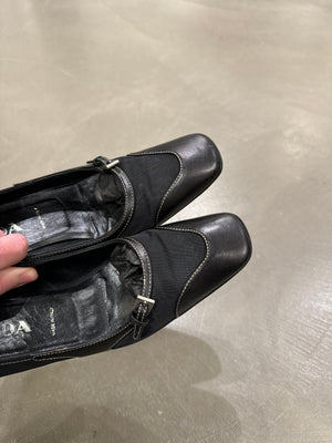 2000s Prada kitten heels nylon and leather