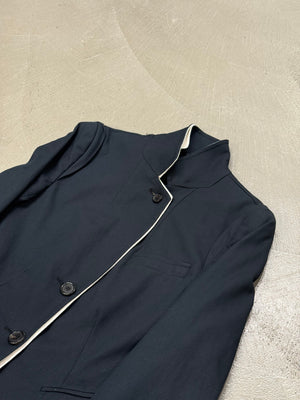 2010s Ann Demeulemeester asymmetrical blazer with white piping
