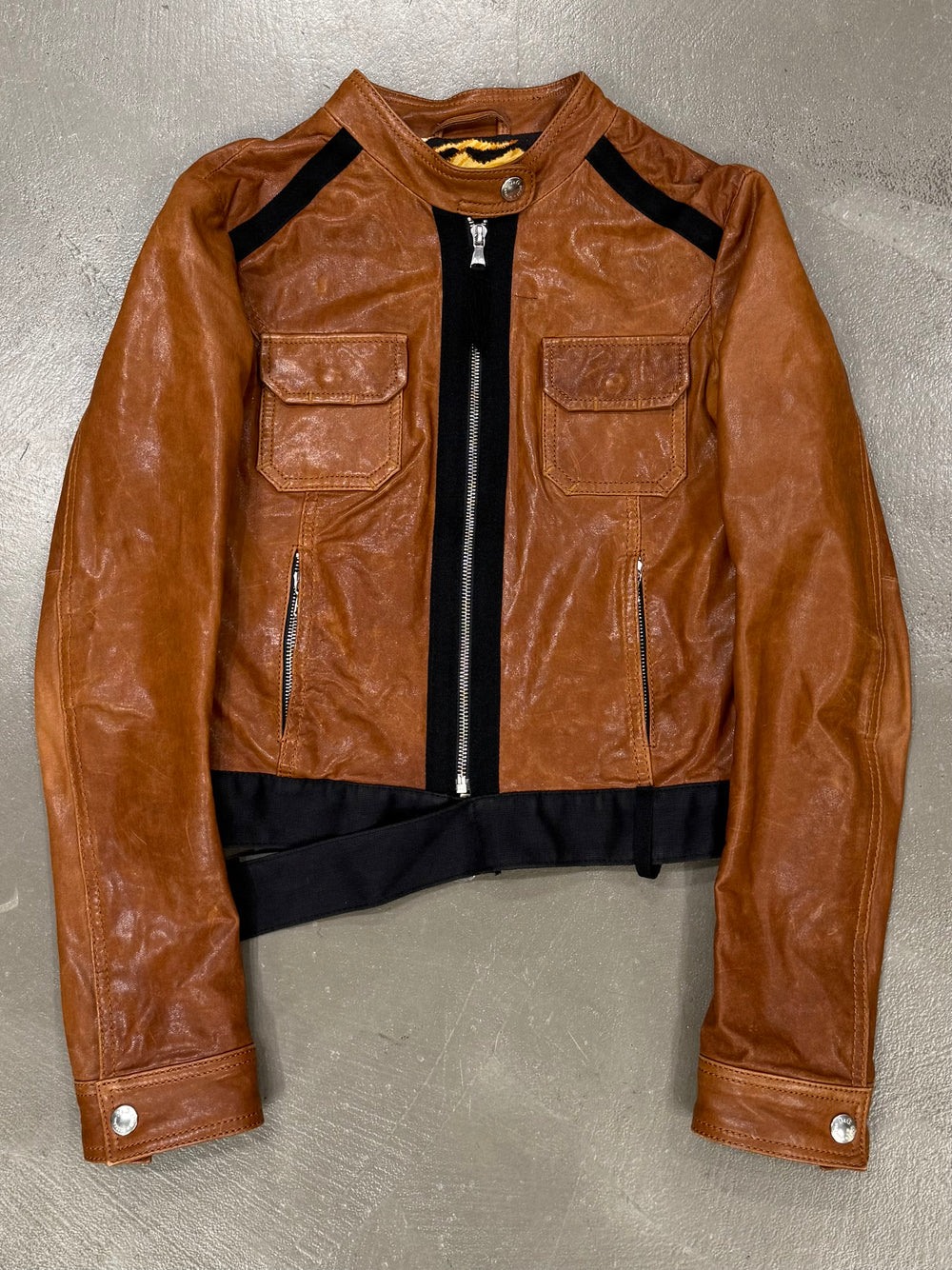 2000s Dolce & Gabbana paneled moto jacket