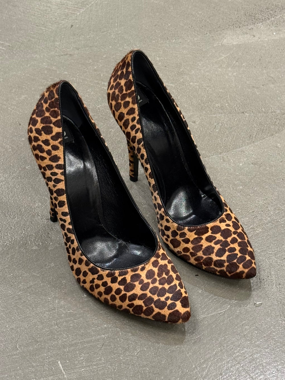 2000s Dolce & Gabbana leopard pony hair heels