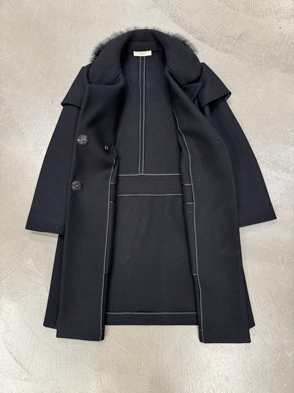 2000s Prada real fur wool coat