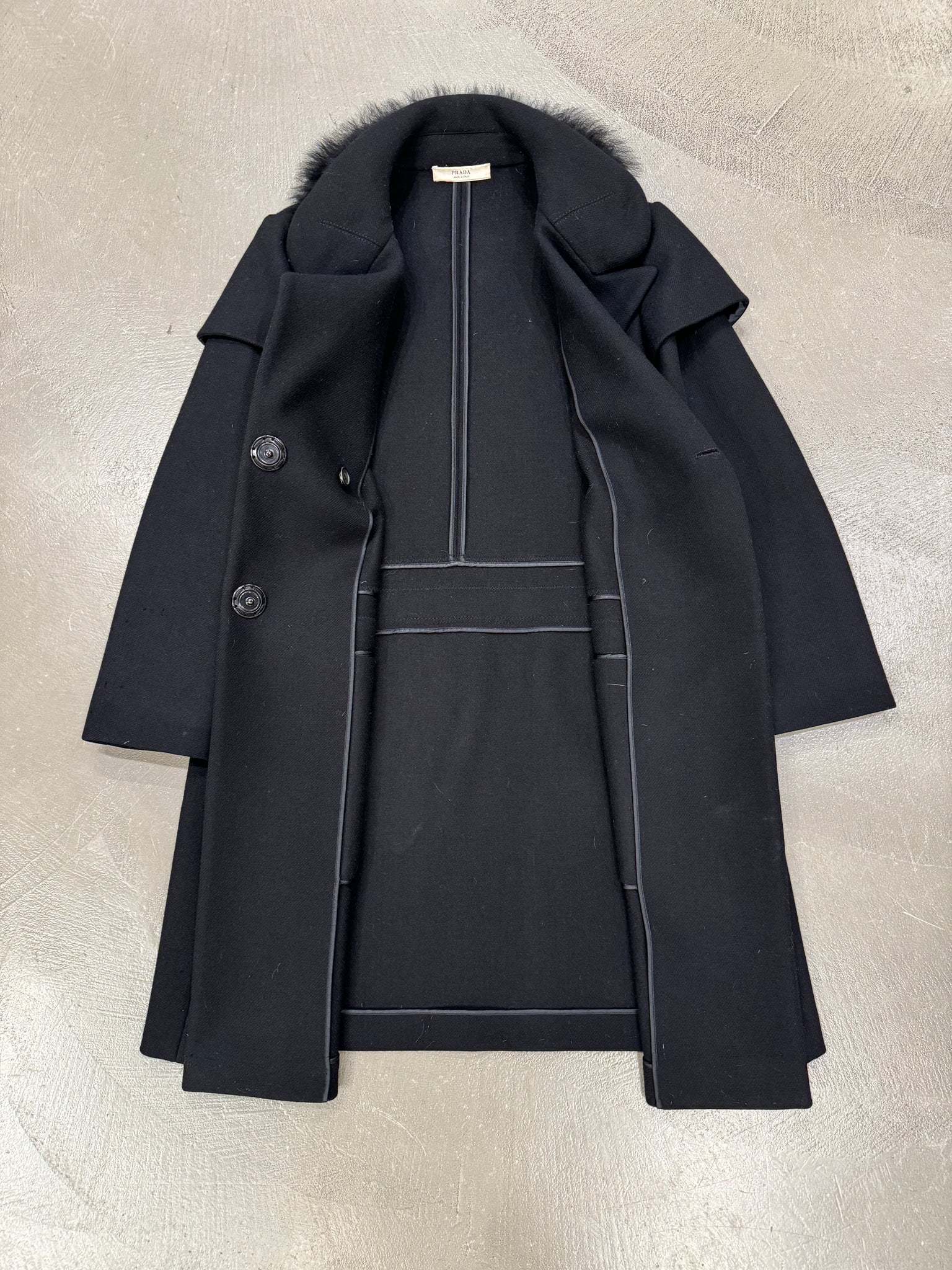 2000s Prada real fur wool coat – elevated archives