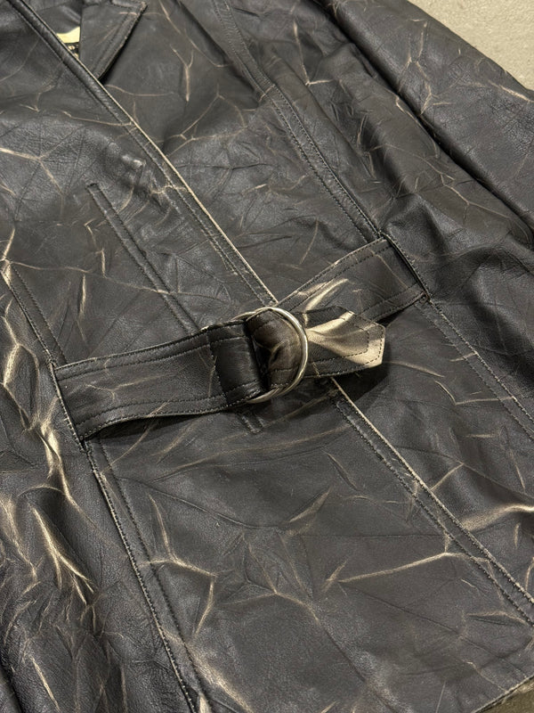 2000s Plein Sud dyed effect distressed leather jacket