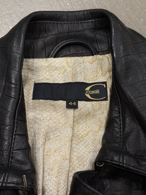 2000s Cavalli heavy leather coat