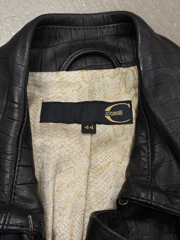 2000s Cavalli heavy leather coat