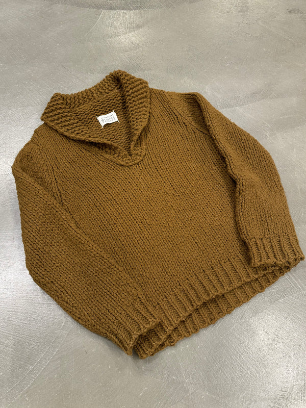 1990s Maison Margiela Miss Deanna Heavy Knit Shawl Collar Sweater