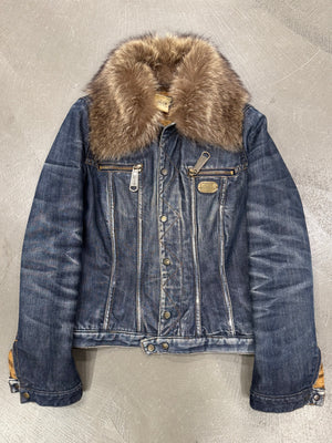 2001 Dolce & Gabbana real fur denim jacket