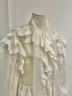 2020s Dolce & Gabbana Sheer ribbon-tie corset blouse shirt