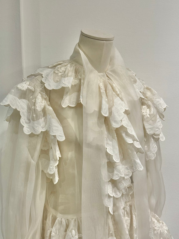 2020s Dolce & Gabbana Sheer ribbon-tie corset blouse shirt