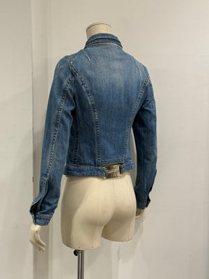 200s Roberto Cavalli distressed denim jacket