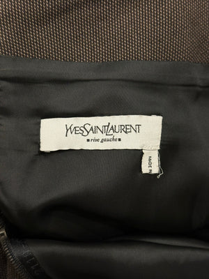 2004 YVES Saint Laurent brown leather double-row button skirt