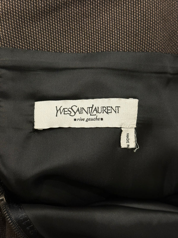 2004 YVES Saint Laurent brown leather double-row button skirt
