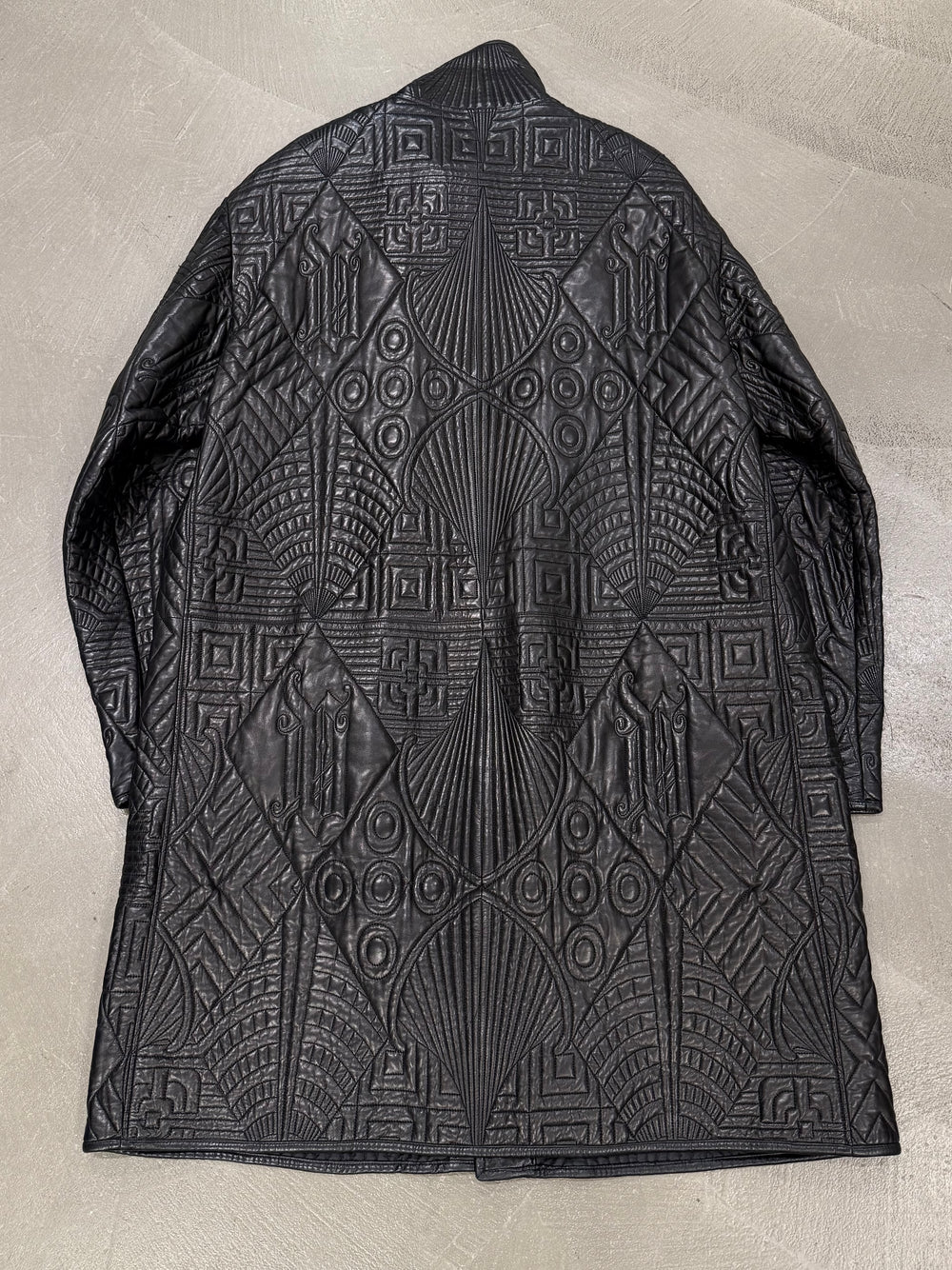 A/W1990 Gianni Versace embossed leather coat