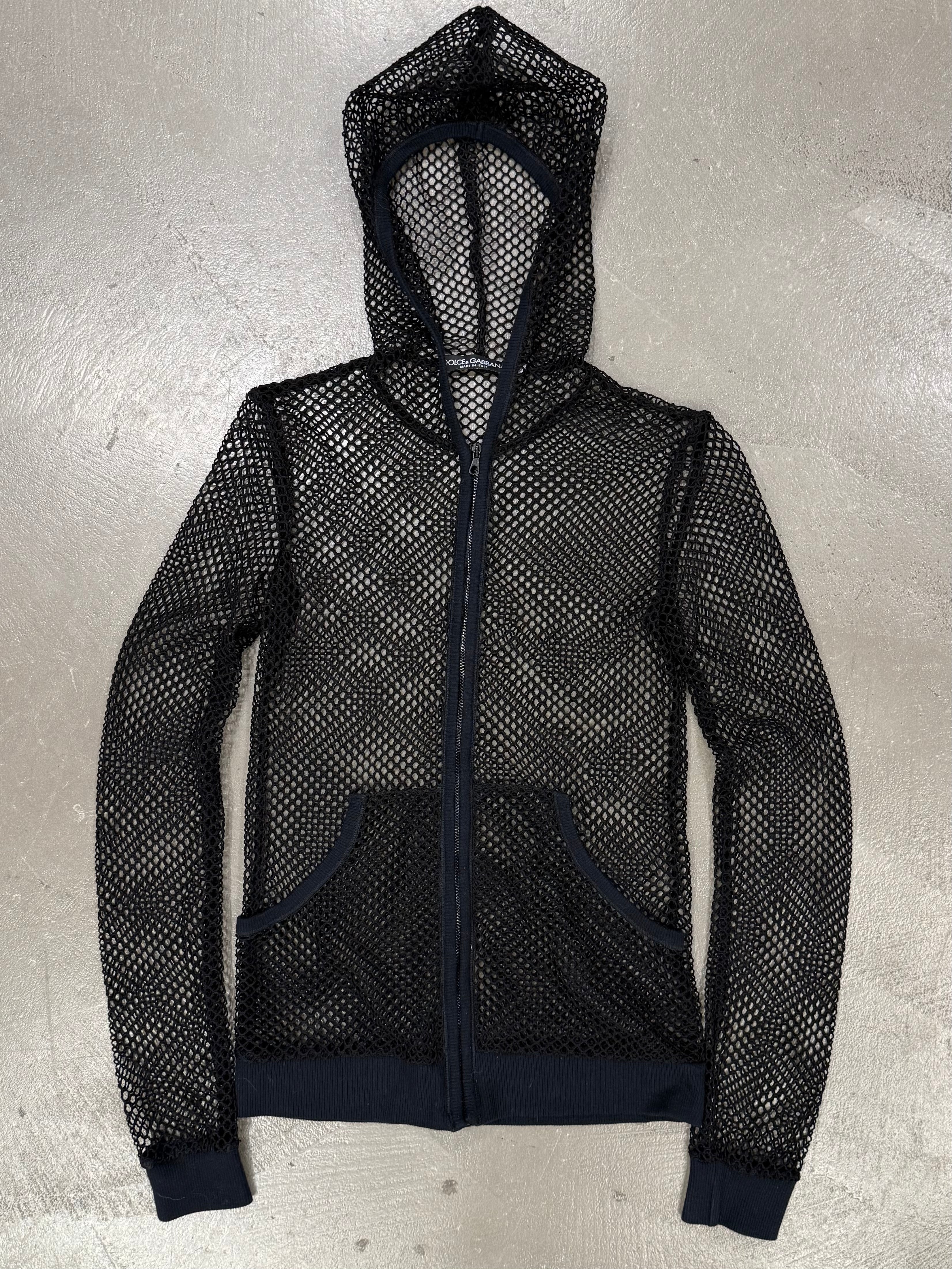 S/S2003 Dolce & Gabbana fishnet mesh hoodie