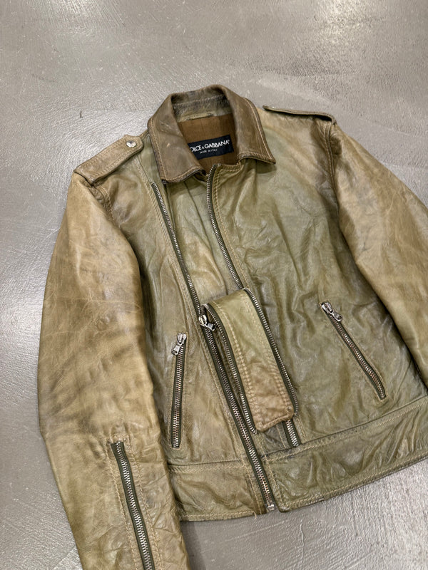 A/W2001 Dolce & Gabbana faded zip aviator jacket