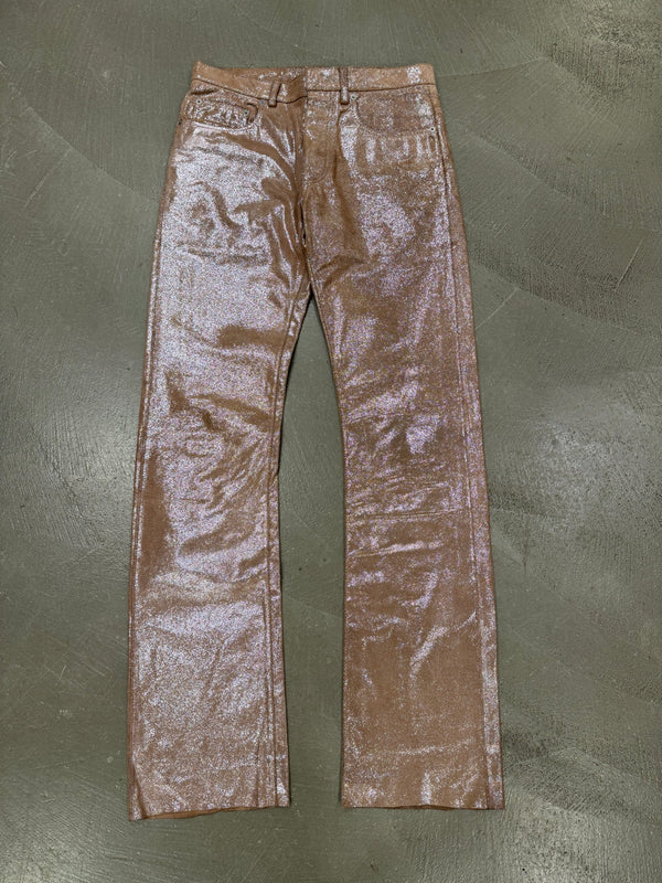 A/W2005 Dior by Hedi Slimane runway gold glitter leather pants