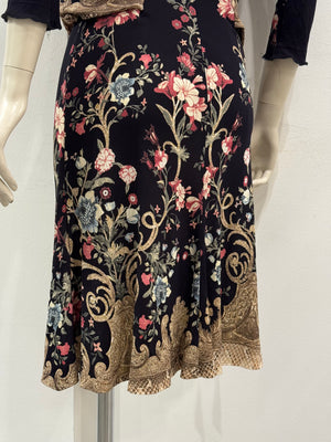 2006 Roberto Cavalli floral baroque wrap dress with belt