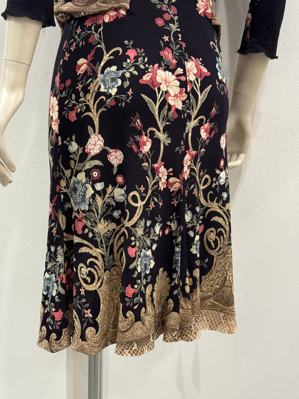 2006 Roberto Cavalli floral baroque wrap dress with belt